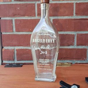 Empty bottle of Angels Envy, personally signed by Wesley Henderson in 2018.